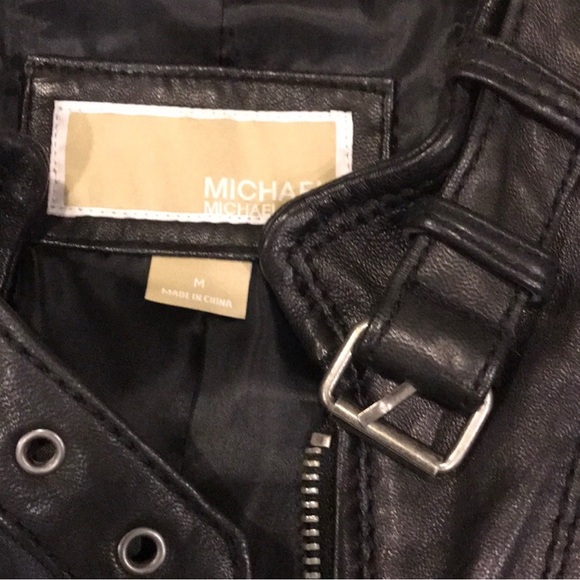 Michael Kors Black Leather Moto Jacket Size Medium - Picture 2 of 5